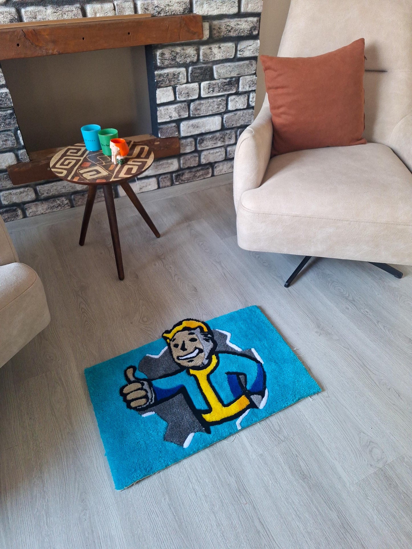 Vault Boy Rug: Fallout Handmade Tufted Wall Art - Gamer Decor