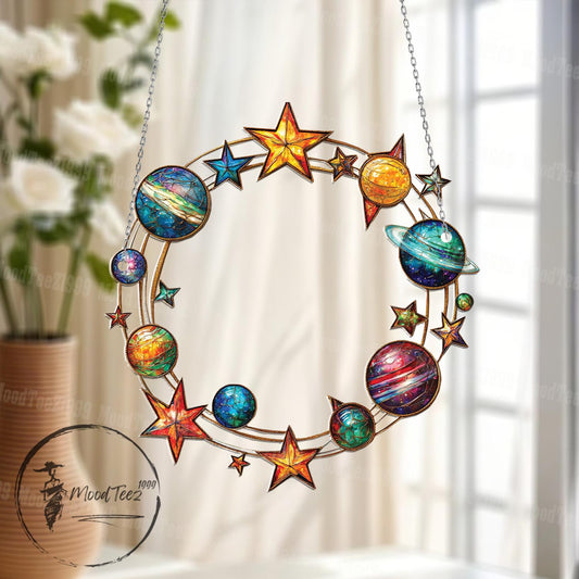 Solar System Window Hanging - Colorful Galaxy Suncatcher, Planet Wall Decor, Space Lover Gift, Cosmic Window Ornament