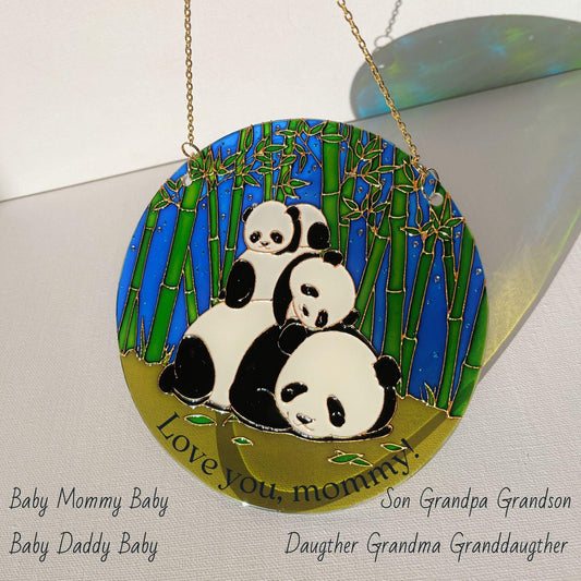 Personalized Memory gift Panda Bear and kids|1, 2, 3 babies| Grandma mom granddaughter| Mathers day gift| Grandpa son grandson| Family