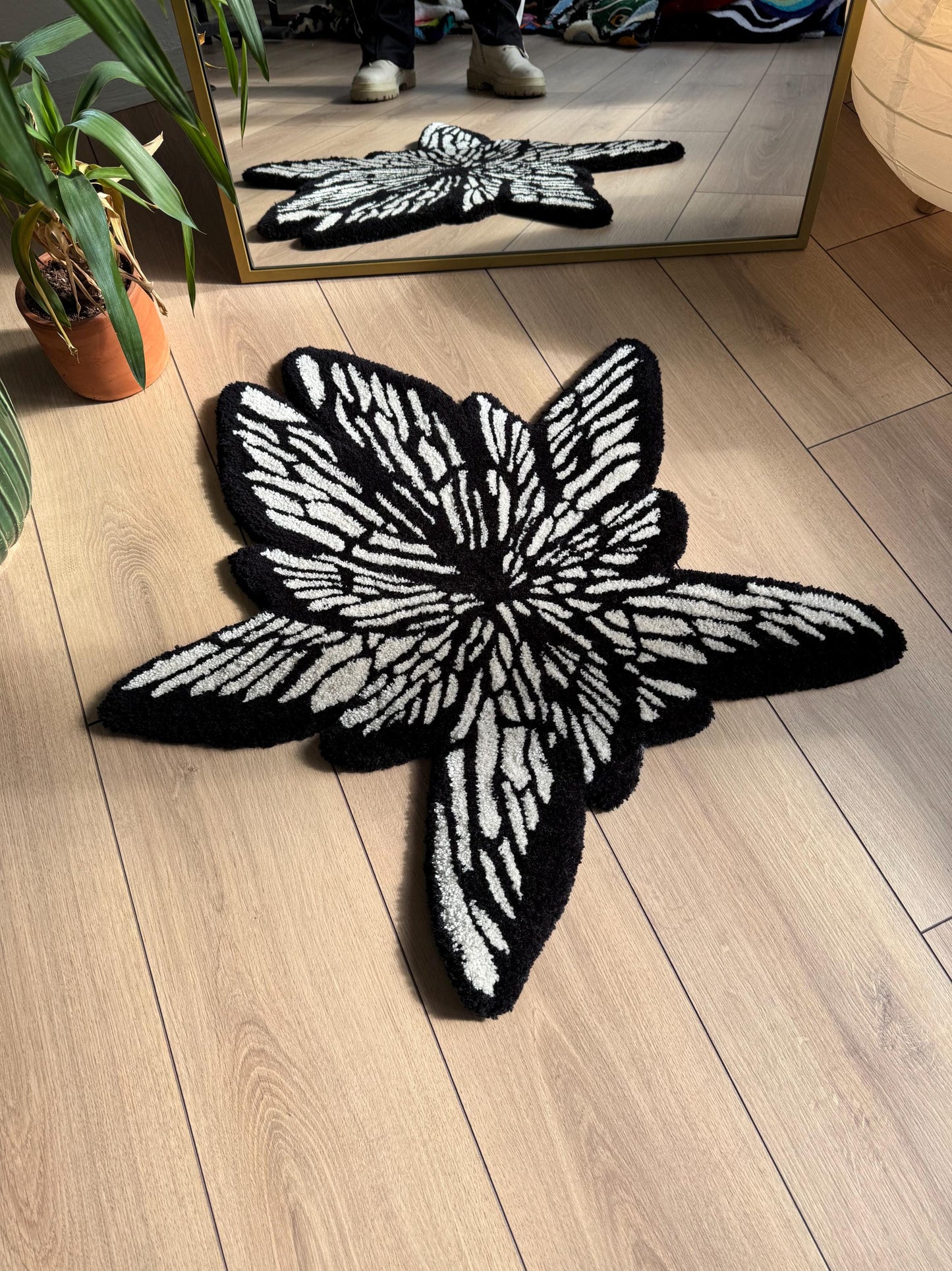 Six Wings Butterfly Fluffy Handmade Tufted Rug