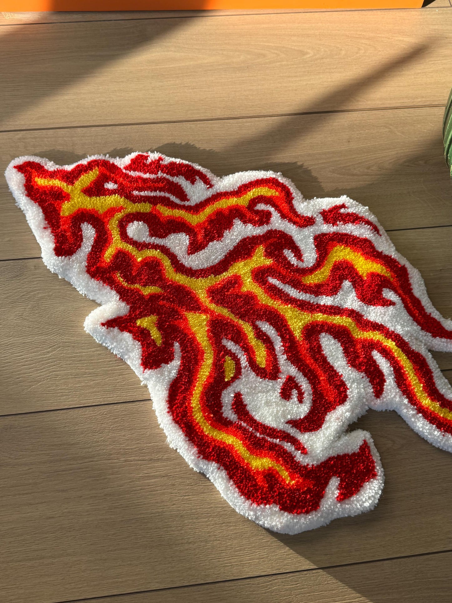 Flame Fluffy Tufted Rug, Handmade Tufted Rugs, Colorful Rugs