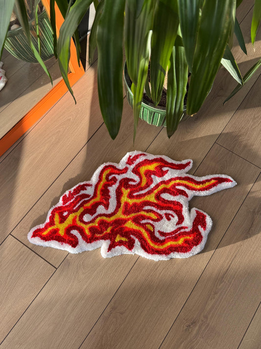 Flame Fluffy Tufted Rug, Handmade Tufted Rugs, Colorful Rugs
