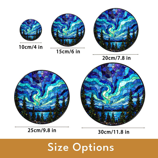 Northern Lights Stained Glass Suncatcher Nature Window Hanging Gift for Nature Lovers