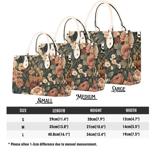 Botanical Bliss Bag - Vegan Leather, Crossbody or Shoulder Carry, Inside Pocket & Removable Strap