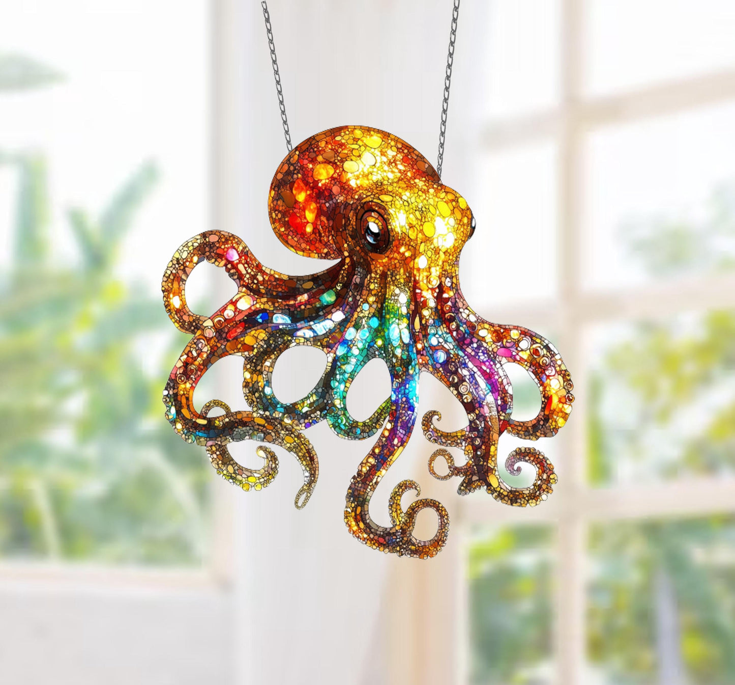 Galaxy Octopus Acrylic Window Decor, Sea Octopus Decor, Acrylic Octopus Window Hangings Art Decoration, Gift for dad, Sea Lovers,House decor
