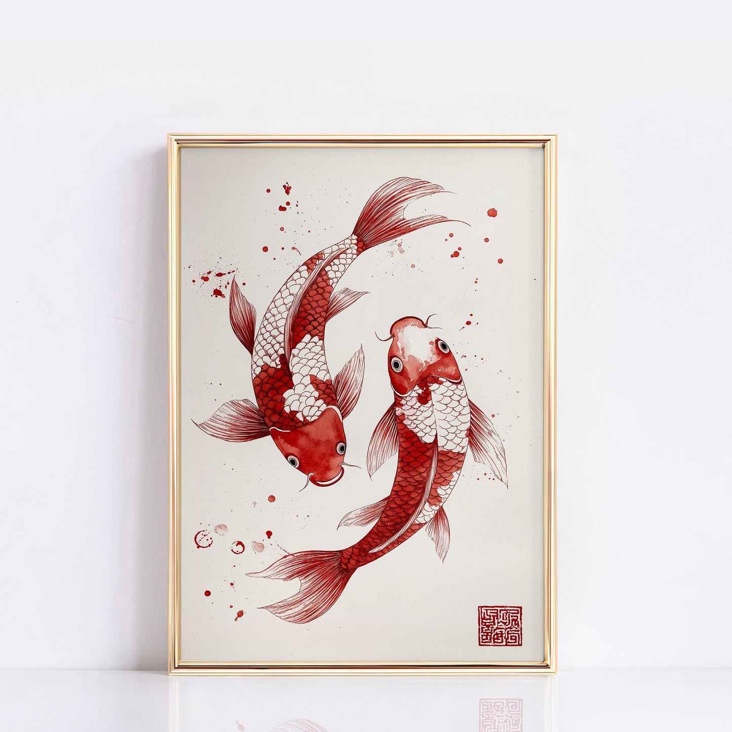 Red Koi Print, Japanese wall art Print, Vintage Print, Trendy Wall Art, Aesthetic Wall Art, Koi Fish Print, Japanese Print, Gift Idea