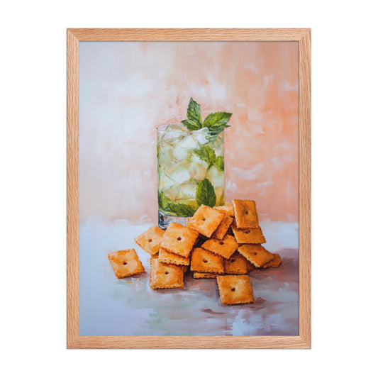 Mojito & Cheese Crackers Art Print: Quirky Bar Cart Decor