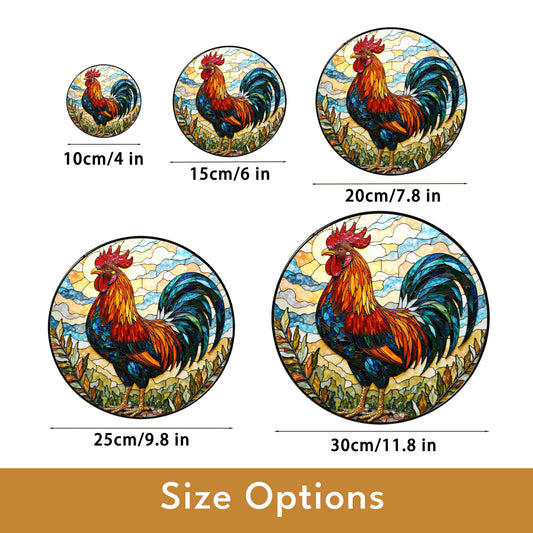 Rooster Stained Glass Suncatcher Window Hanging Gift for Farmers Nature Lovers