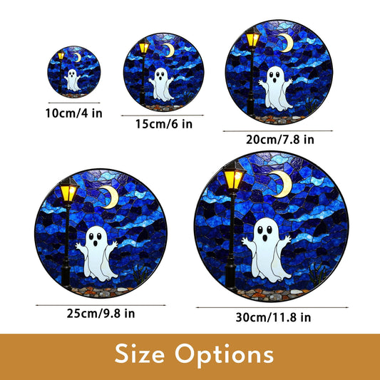 Ghost Stained Glass Suncatcher Halloween Window Decor Gift for Horror Lovers