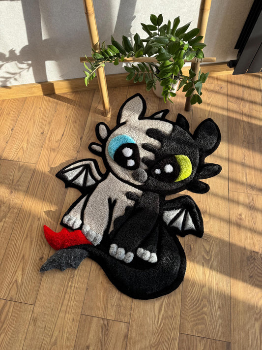 Fluffy carpet, custom dragon wool rug, handmade rug tufting