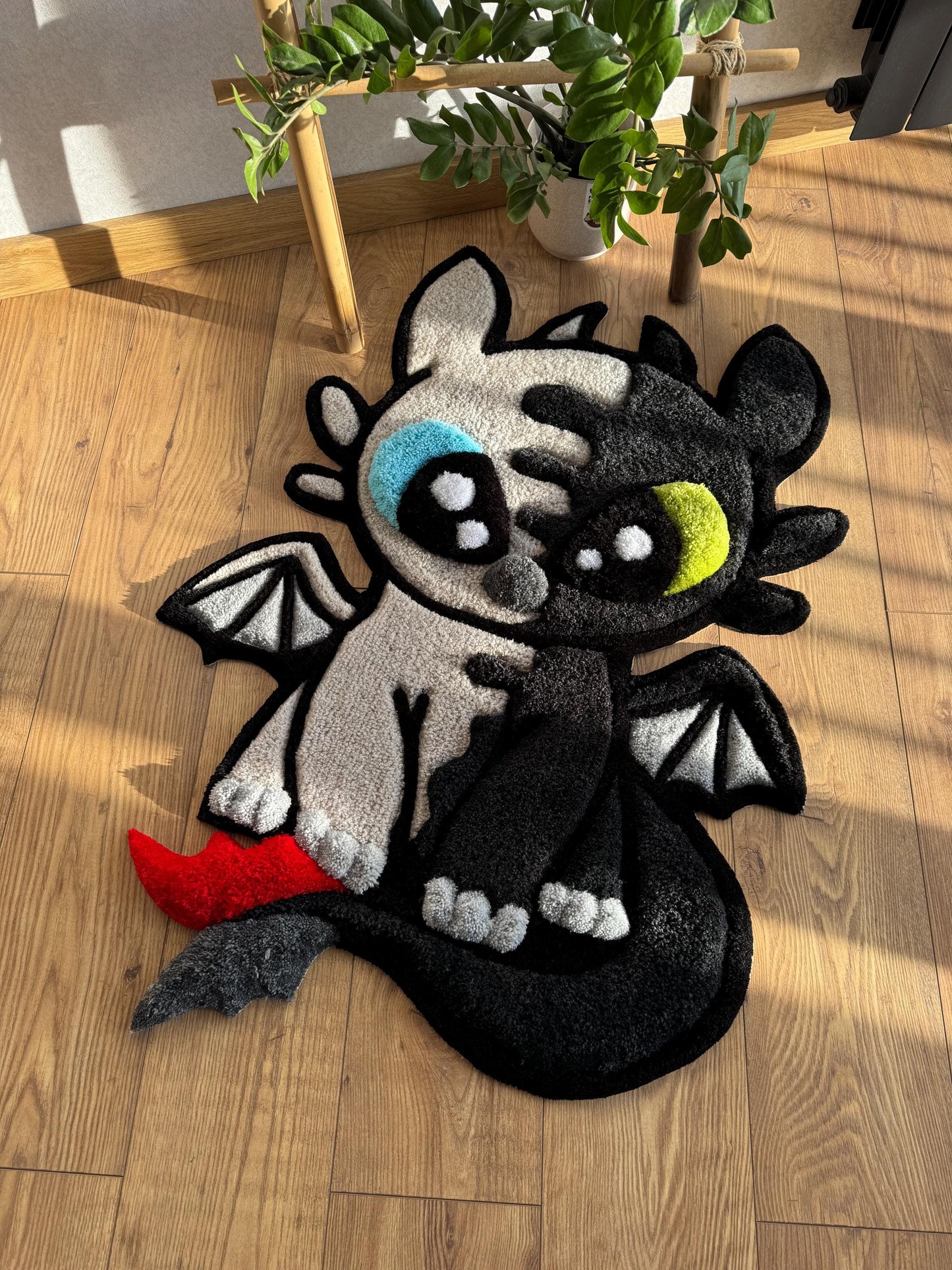 Fluffy carpet, custom dragon wool rug, handmade rug tufting