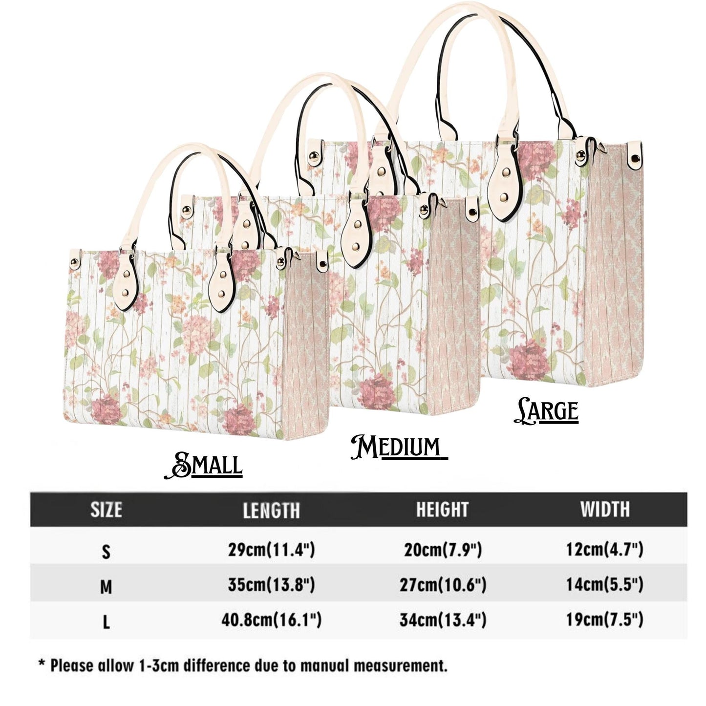 Rustic Spring Floral Tote Purse. Womans leather purse. Floral handbag. Gift for her, Gift for Friend. Leather handbag.