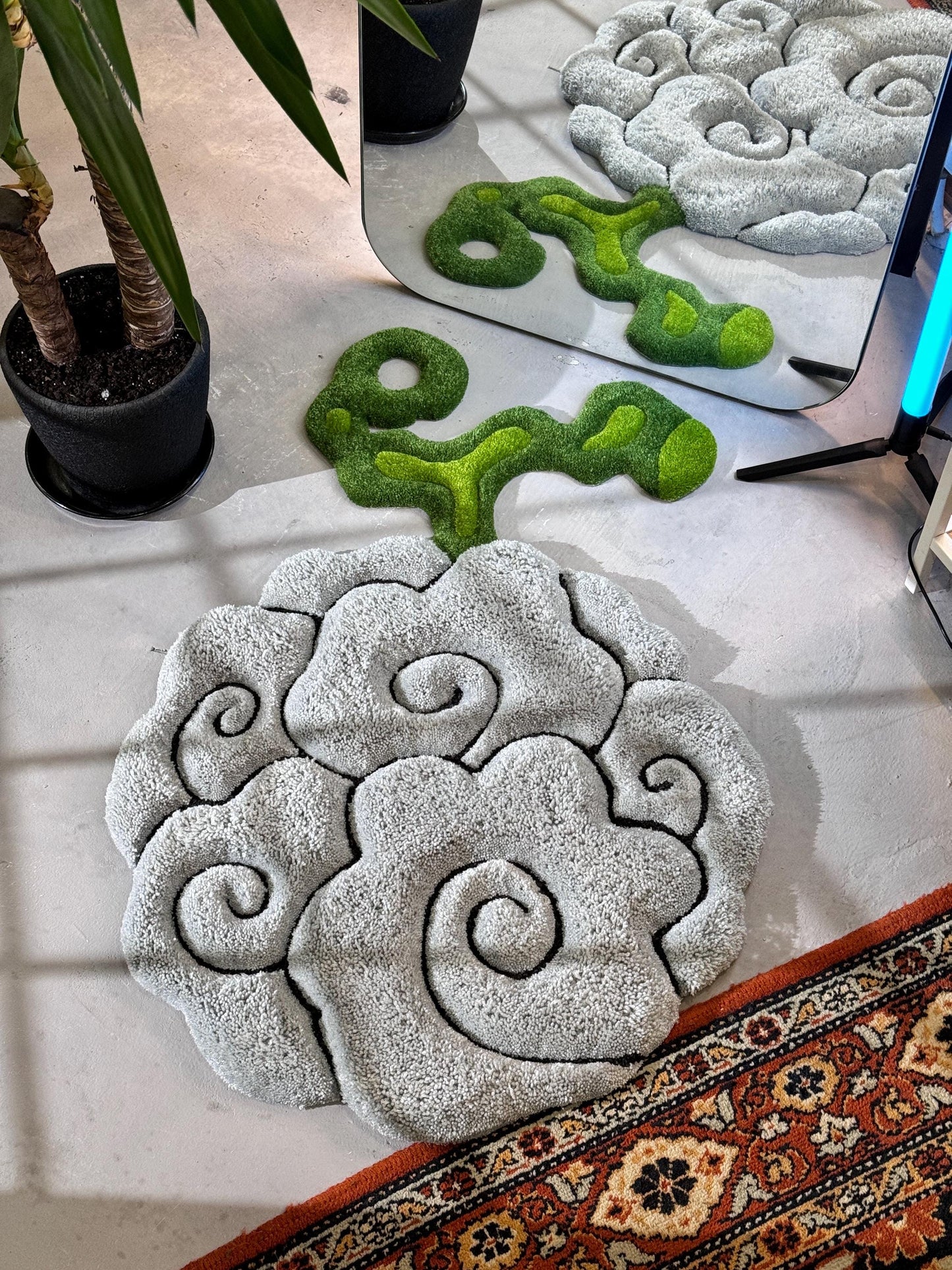 Anime themed 3D Tufted Rug, Handmade Fluffy Rug, Anime Rug, Anime Fan Gift, Plush Rug, Grey fluffy Rug