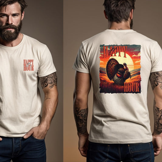 Happy Hour Turkey Hunting Shirt: Unisex Cotton Tee