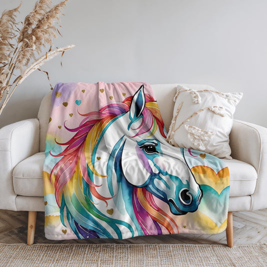 Whimsical Unicorn Plush Blanket, Cozy Blanket for Girls, Gift for Daughter's Birthday, Magical Decor, Fairy Tale Blanket, Unicorn Lover Gift