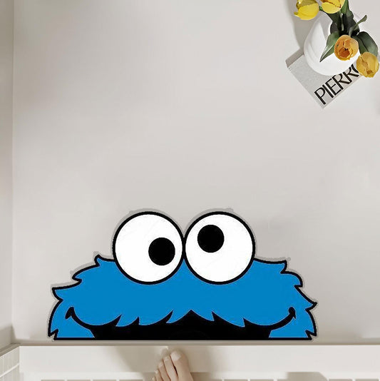 Playful Peeking Blue Furry Rug – Fun and Whimsical Cartoon-Inspired Floor Accent for a Cozy and Lively Space Polyester Rug