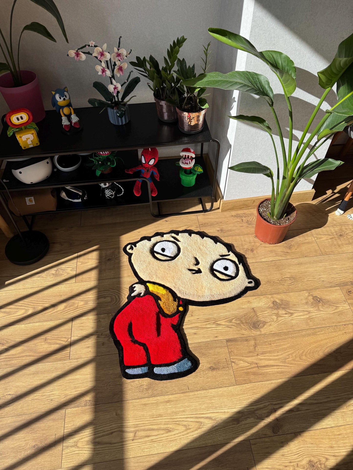 Handmade Stewie Griffin Rug: Family Guy Tufted Wool Carpet