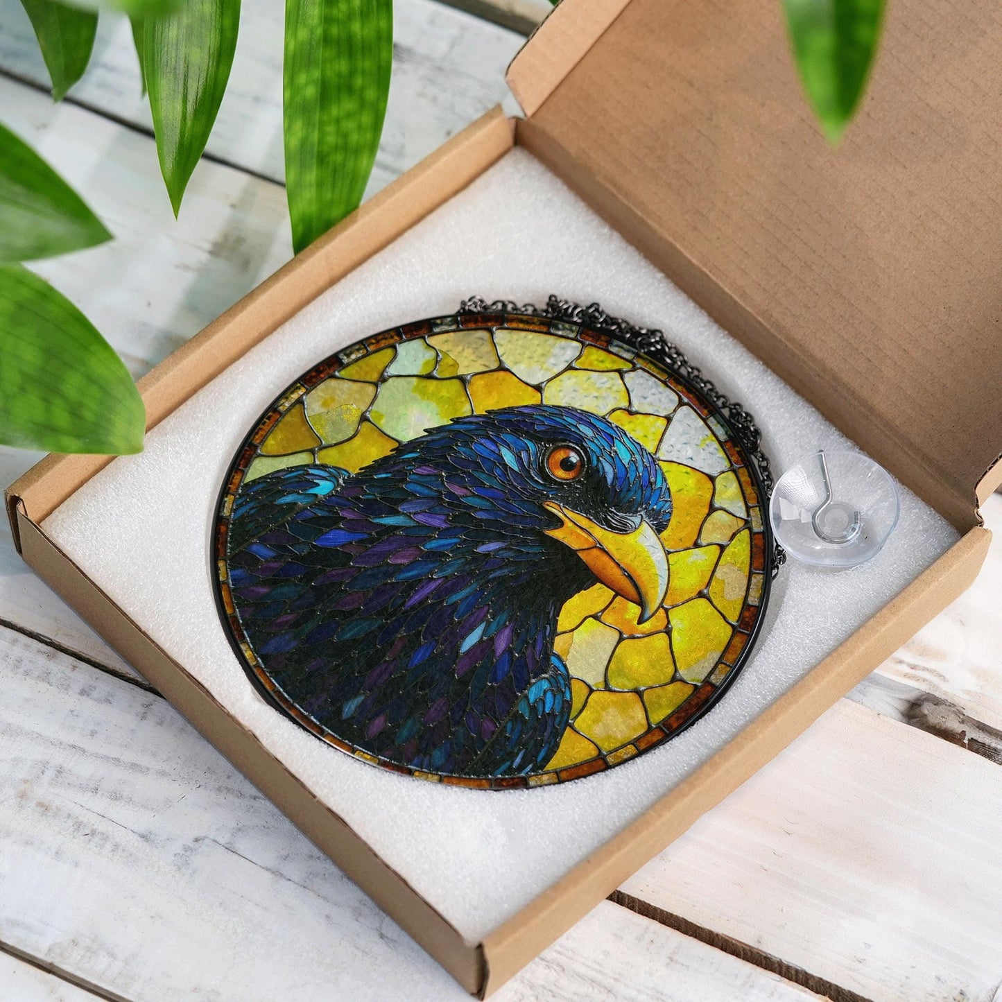 Stained Glass Starling Suncatcher Handcrafted Bird Window Decor Gift