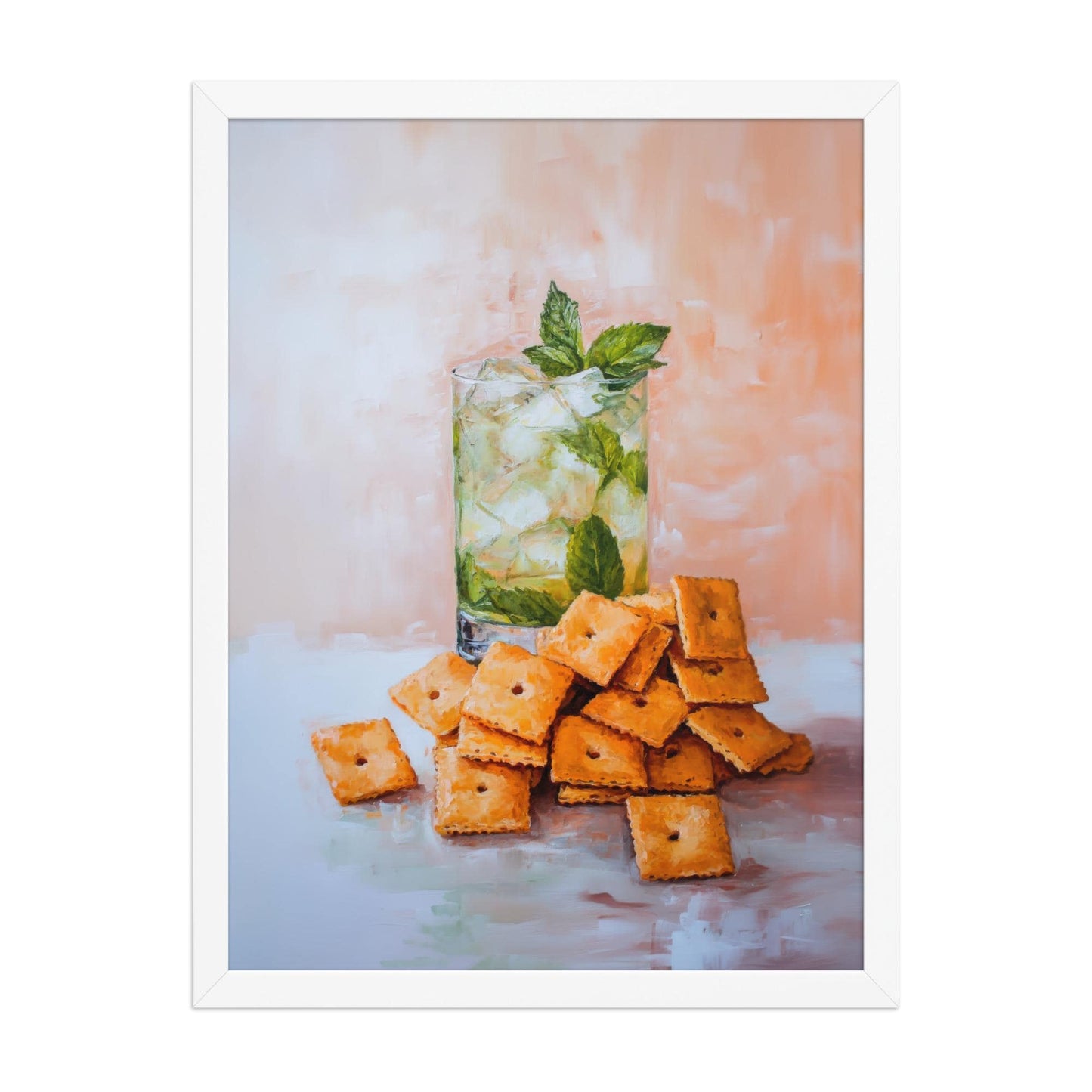 Mojito & Cheese Crackers Art Print: Quirky Bar Cart Decor