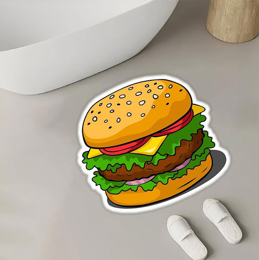 Rug Stacked Style: The Playful Burger Statement Rug for the Ultimate Food Lover's Space Polyester Rug