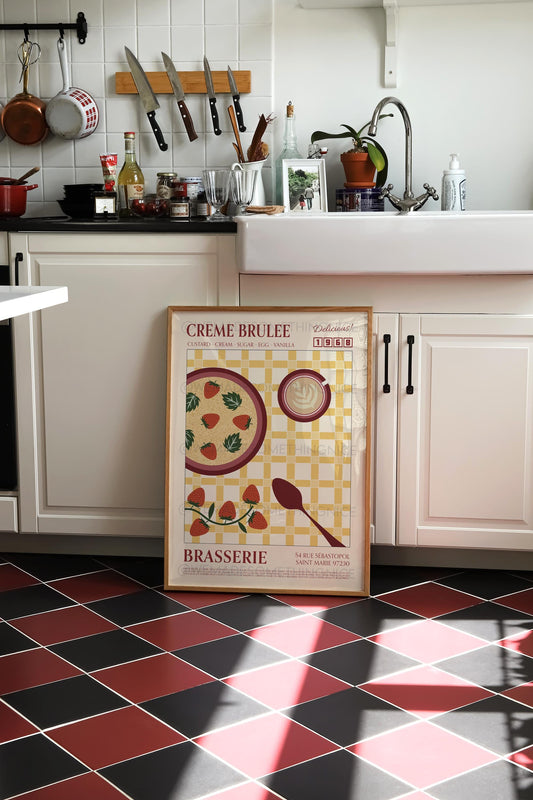 Creme Brulee Poster, Kitchen Art, Kitchen Poster, Kitchen Print, Food Print, Modern Kitchen Decor, Retro Poster, Coffee Poster