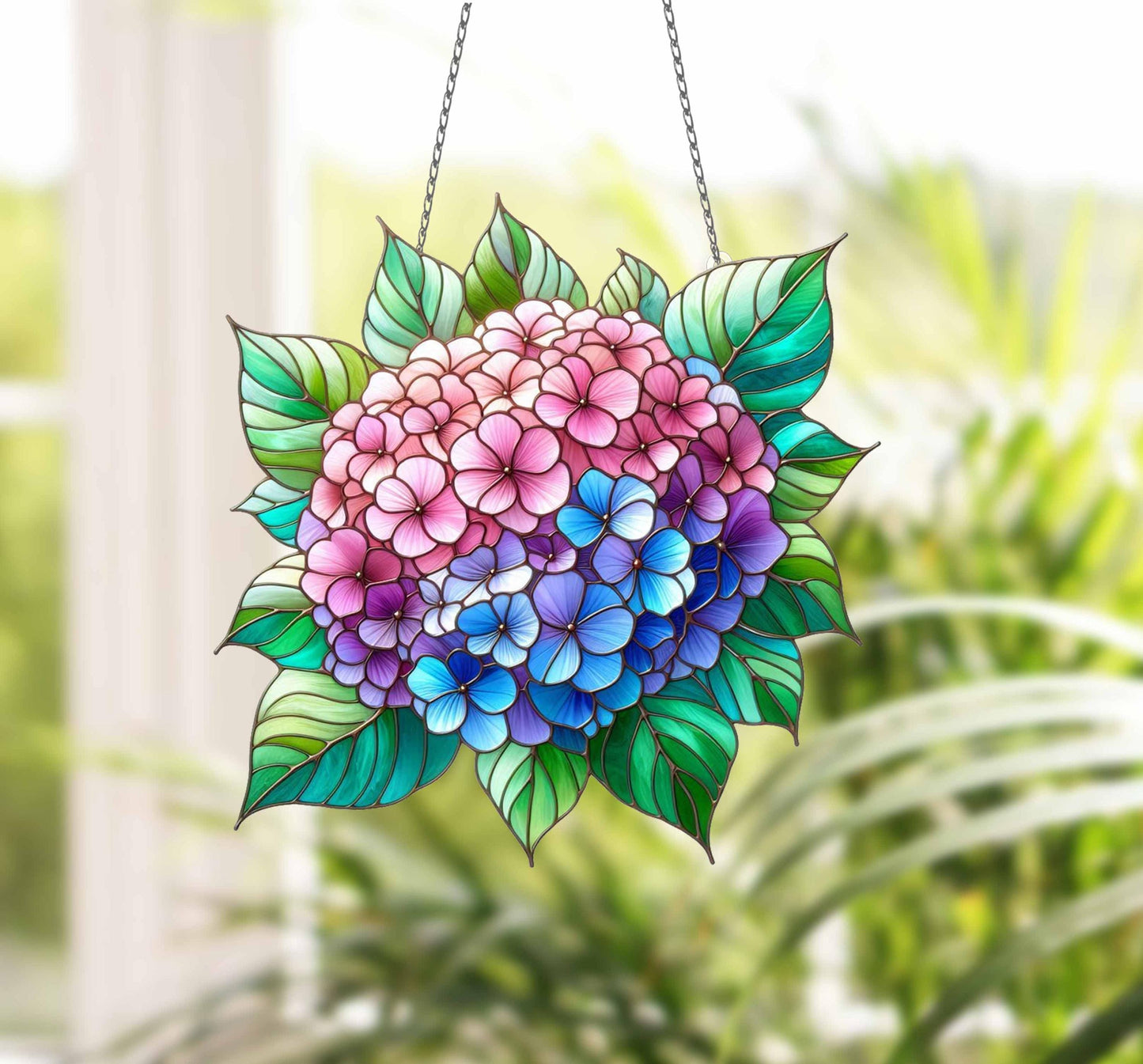 Purple Blue Flower Suncatcher Hydrangea. Acrylic Hydrangea Home Decor Panel Pendant Garden Window Wall Hangings. Mothers day gift, Mom gift