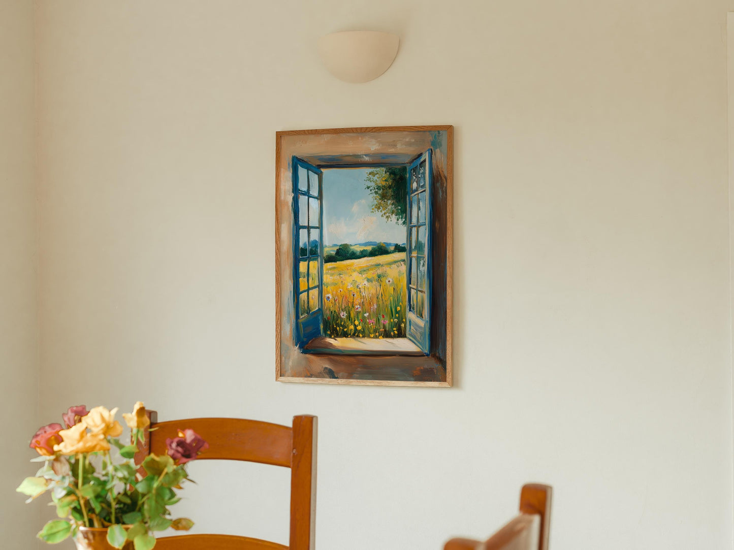 Open Window Henri Matisse Print, Henri Matisse Style Fauvism Painting, Modern Exhibition, Window To Countryside Fields View, Floral Meadow