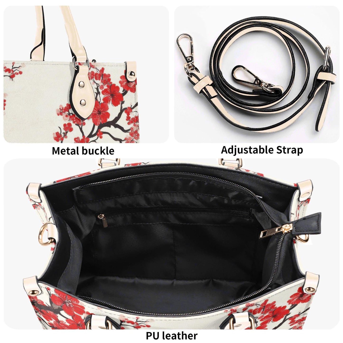 Scarlet Serenade Square Handbag, Waterproof Vegan Leather Handbag, Top Handle, High-quality Crossbody Bag, Shoulder bag, Tote Bag,