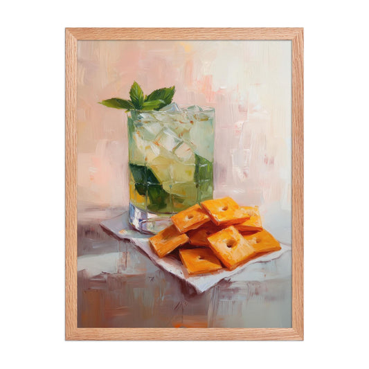 Mojito and Cheese Crackers Art Print: Quirky Bar Cart Decor