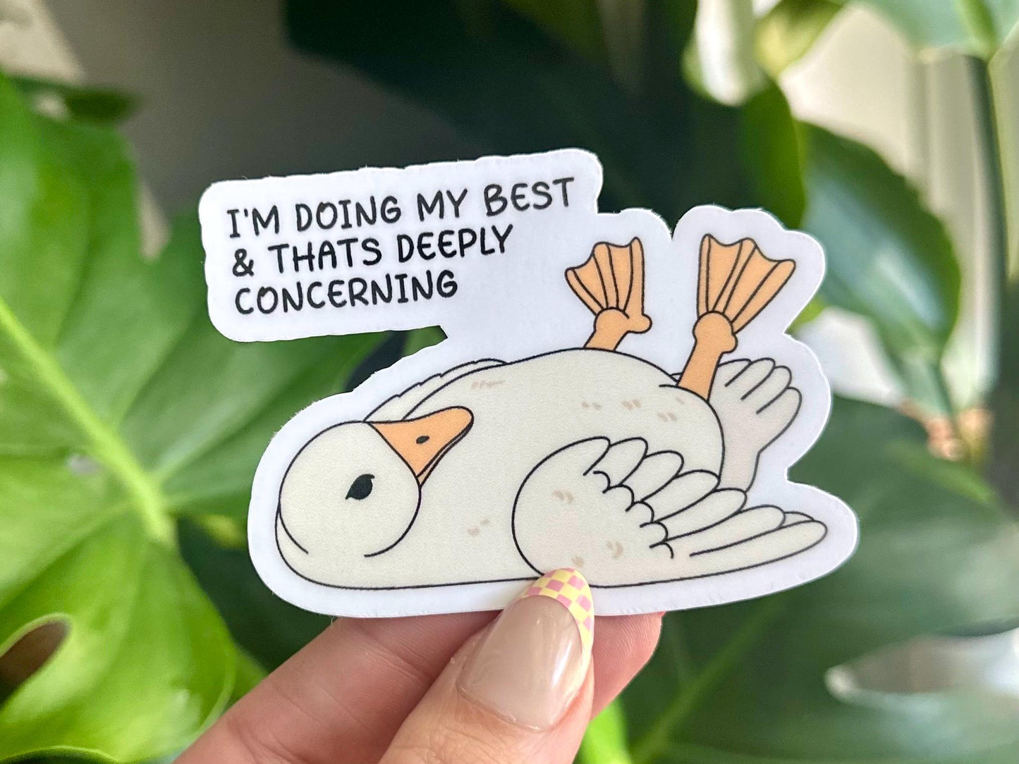I’m Doing My Best & That’s Deeply Concerning Waterproof Sticker, Mental Health Sticker Gifts, Handdrawn Art, Funny Best Friend Gift