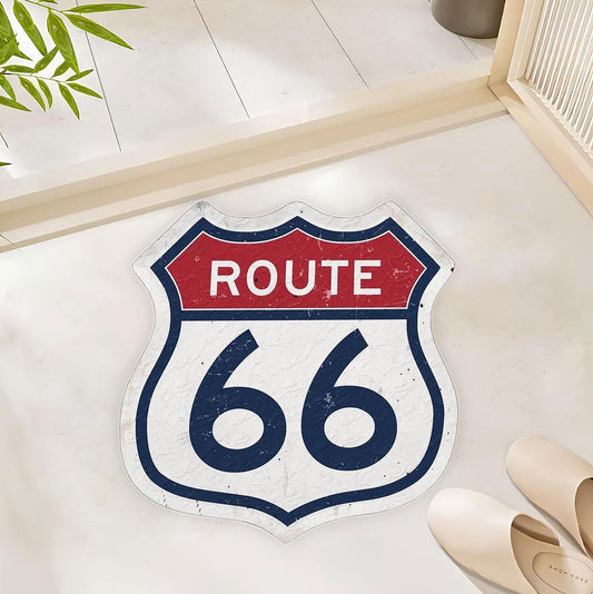 Vintage Route 66 Area Rug | Classic American Road Trip Decor Polyester Rug