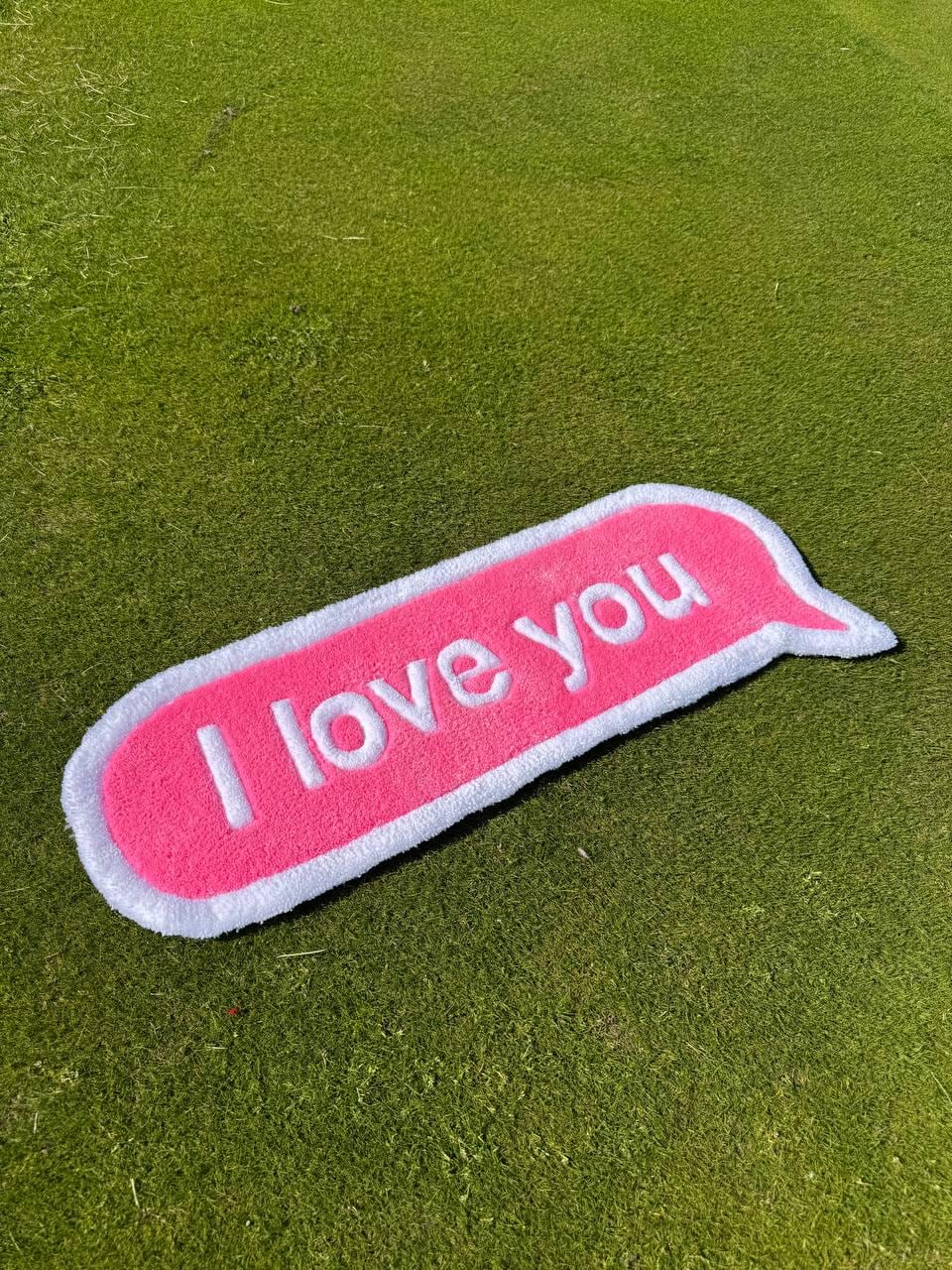 Custom Tufted Rug: "I Love You" Quote, Acrylic Yarn, Handmade