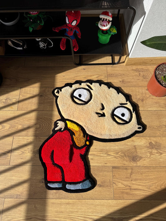 Handmade Stewie Griffin Rug: Family Guy Tufted Wool Carpet