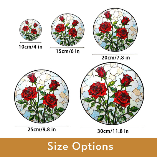 Red Rose Art Glass Window Hanging Stained Glass Suncatcher Gift for Mom Friend or Garden Lover