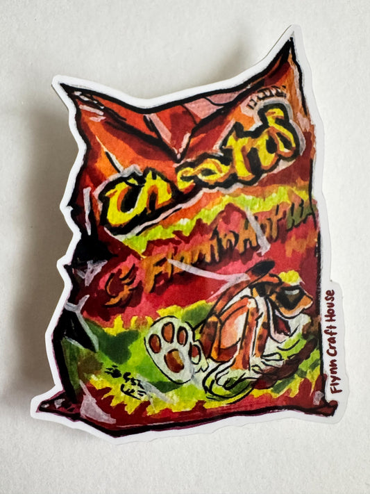 Hot Cheetos | 3.5" Glossy Vinyl Sticker Decal | Waterproof Weatherproof | Flaming Hot Spicy Food