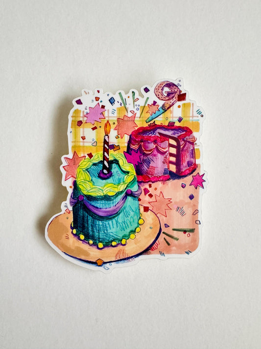 Birthday Celebration Sticker | Illustrated Sticker | Birthday Cake