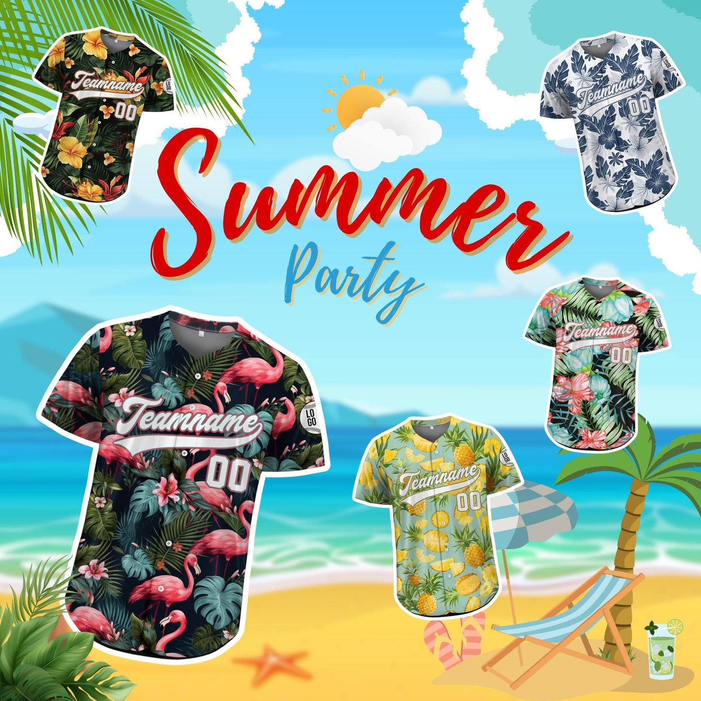 Custom Hawaiian Baseball Jersey with Team Name Number, Personalized Hawaii Floral Shirt for Men Women Youth Preschool, Bachelor Party Shirt