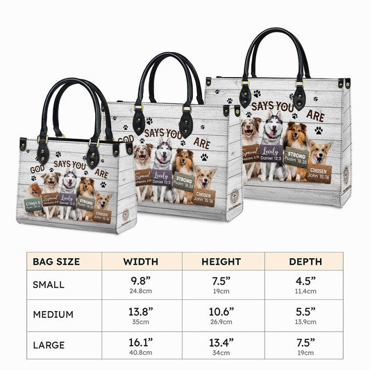 Personalized Leather Handbag Custom Name, Christian Gift, Gifts for Women, God Says You Are Dog Design, Inspirational Bible Verses