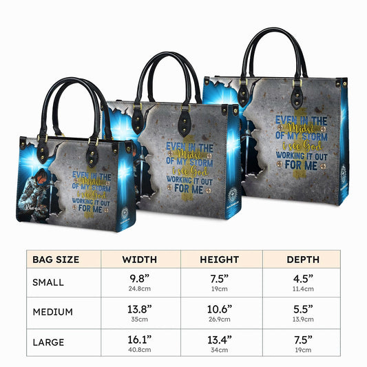 Spiritual Warrior Tote Bag, Personalized Christian Gift for Black Woman, Knight of Faith Purse, Even In The Storm Custom Name Handbag