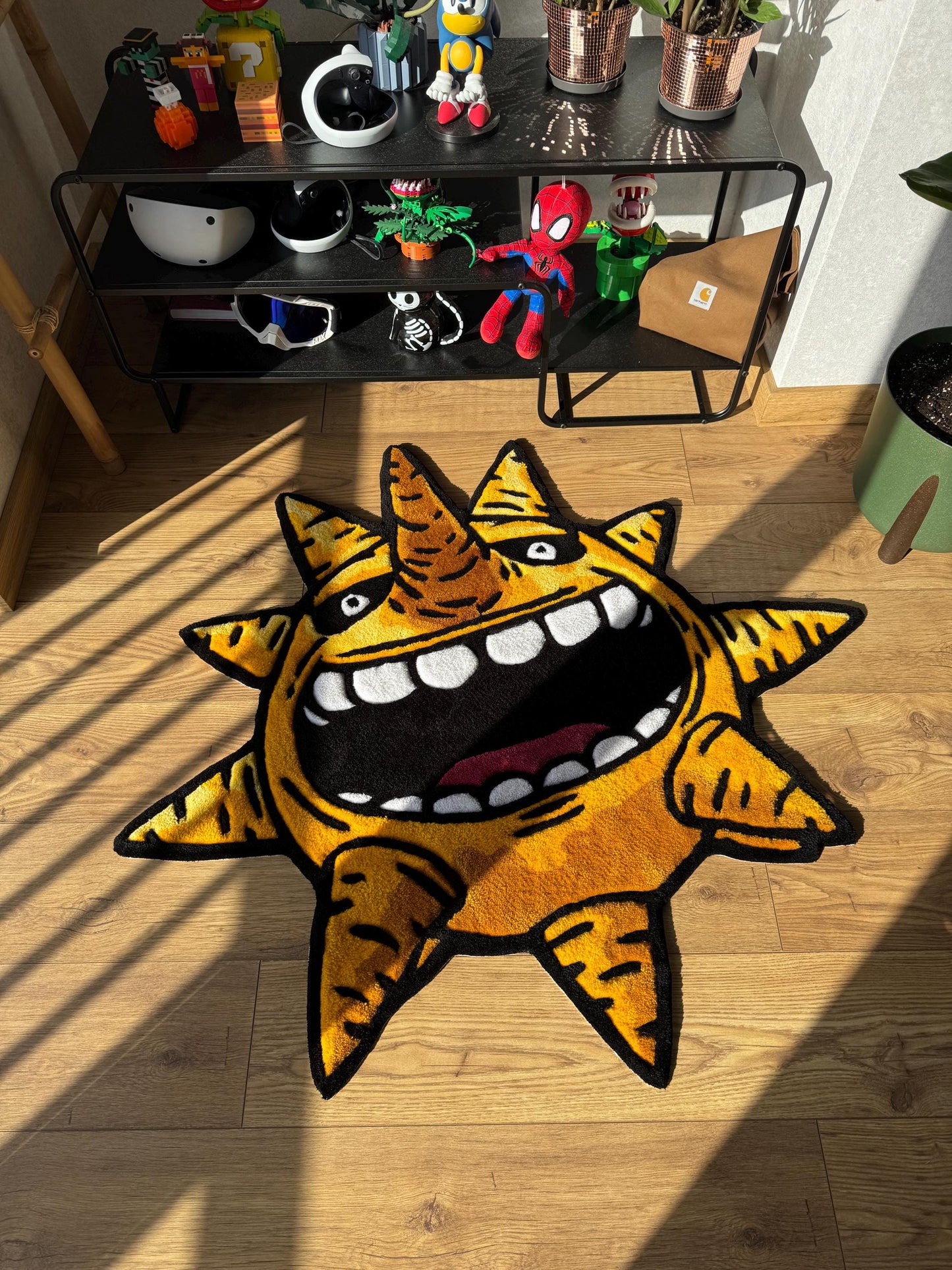 Handmade custom Sun Wool Rug: Tufted Anime Carpet