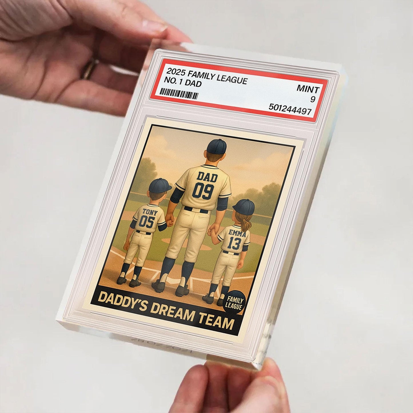 Baseball No.1 Dad Grandpa Man And Kids Trading Card Style Personalized Acrylic Block, Fathers Day Gift For Baseball Dad, Family Plaque Decor