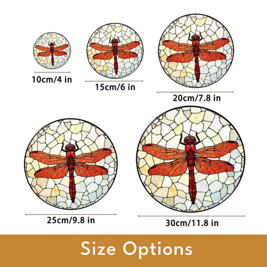 Red dragonfly stained glass window suncatcher nature decor for mom dad or garden lovers