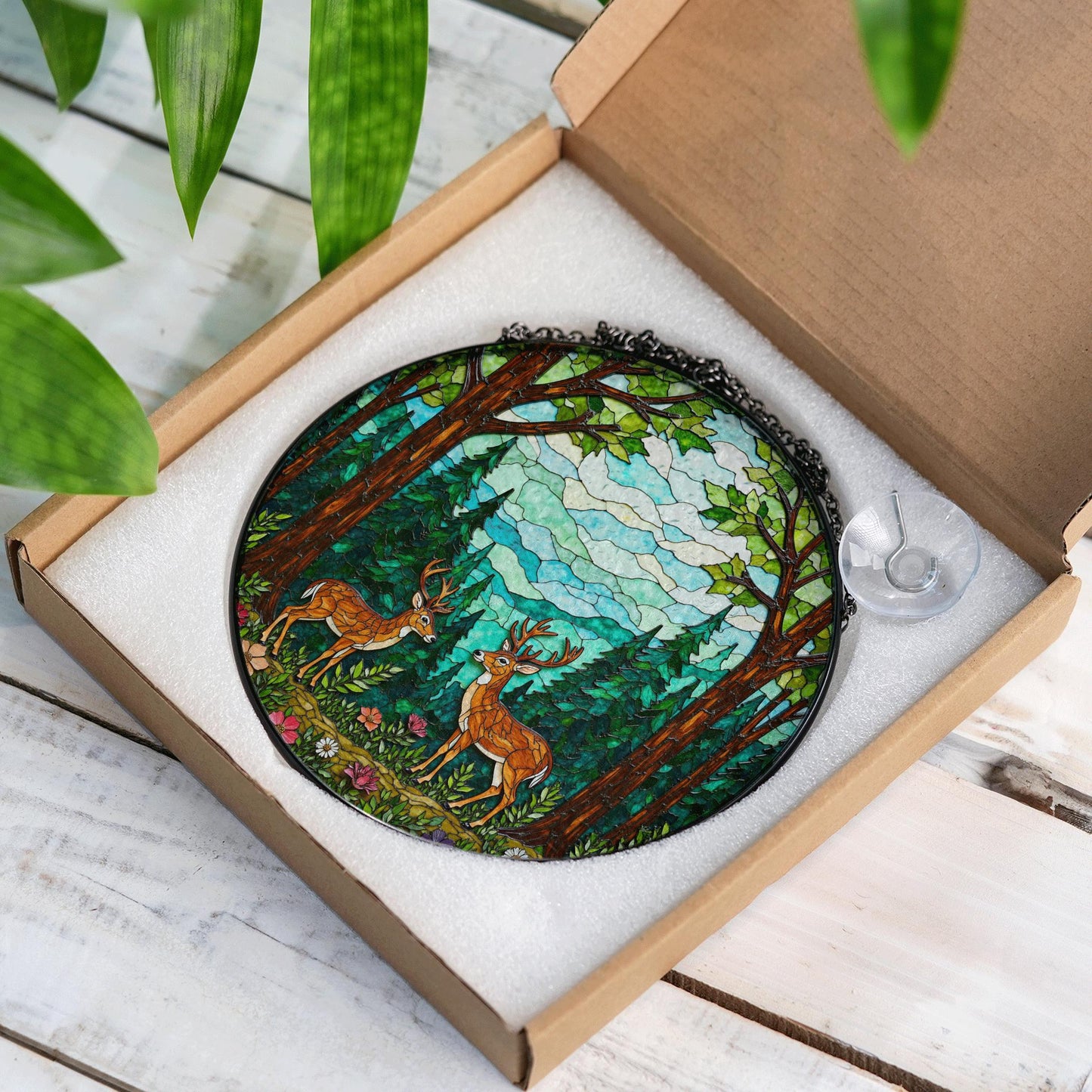 forest deer lovers woodland glass art forest suncatcher nature decor gift for nature lovers