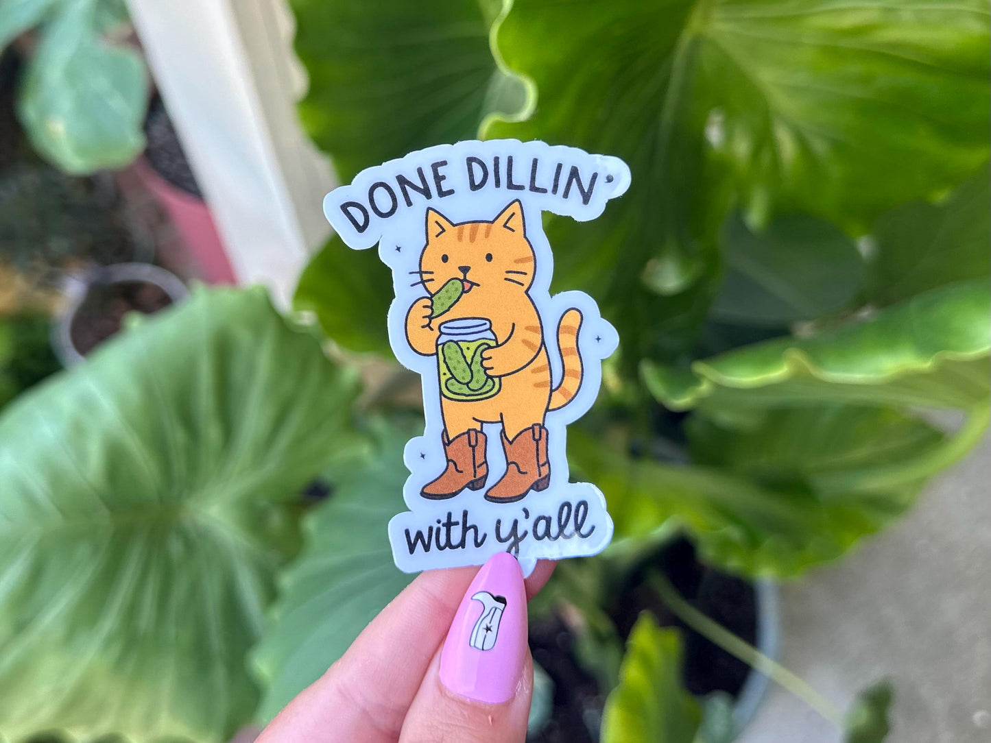 Done Dillin With You Waterproof Sticker, Mental Health Stickers, Handdrawn Art, Bestfriend Gifts, Positivity, Anxiety, Pickles, Funny