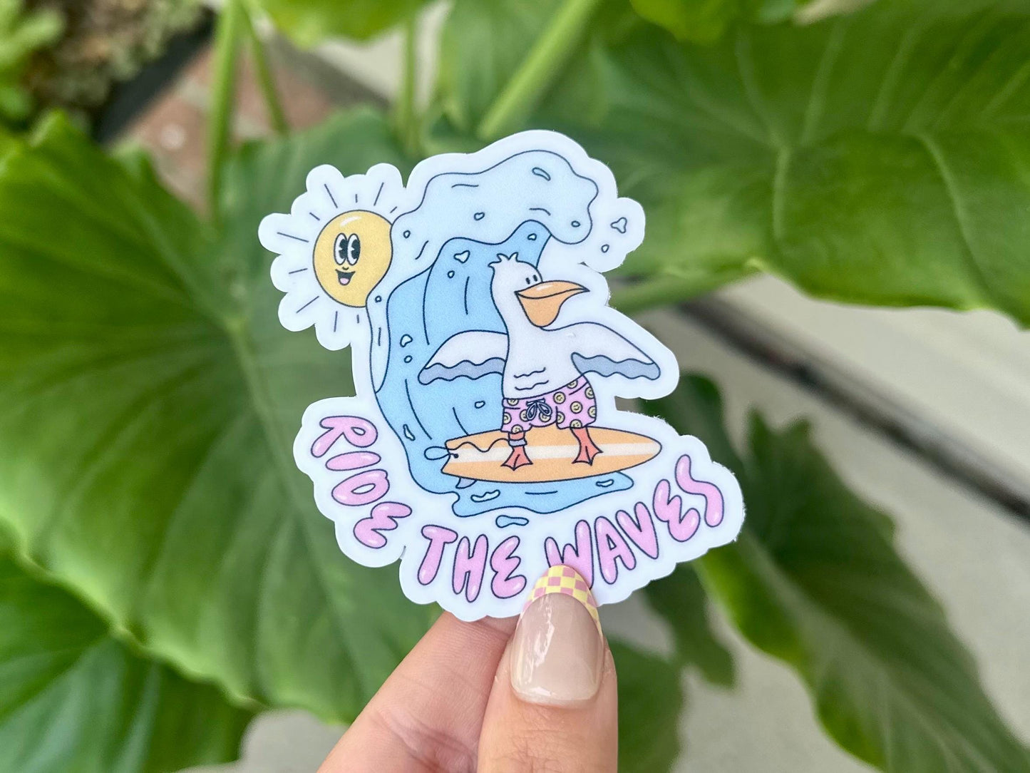 Ride the Waves Waterproof Sticker, Mental Health Stickers, Handdrawn Art, Bestfriend Gifts, Positivity