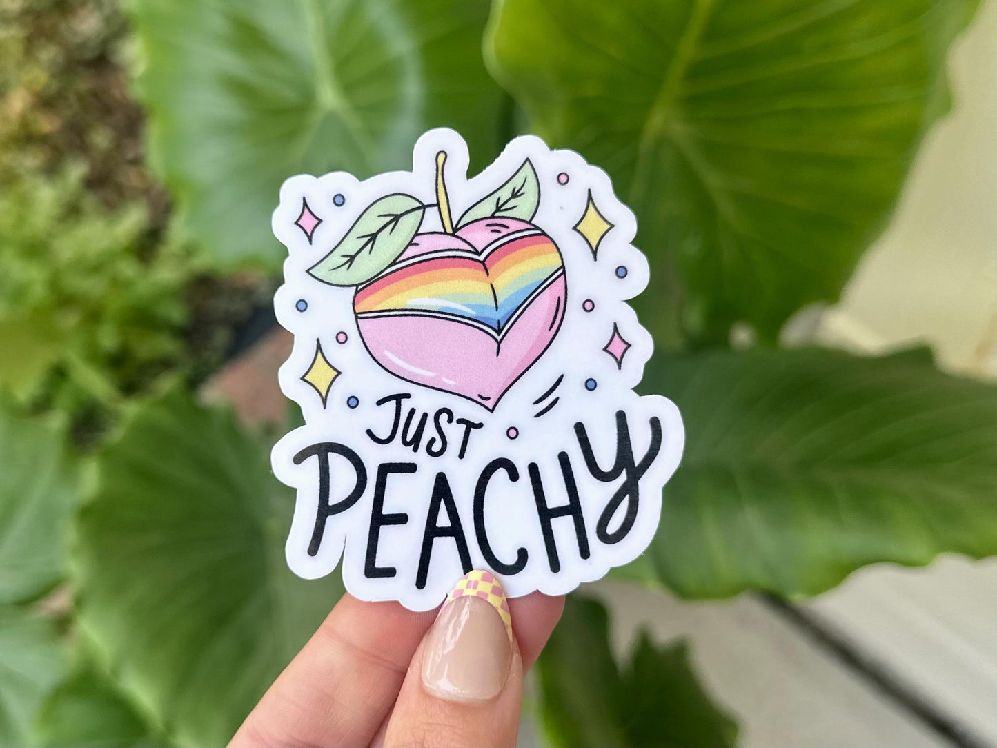 Just Peachy Waterproof Sticker, Mental Health Stickers, Handdrawn Art, Bestfriend Gifts, Positivity, LGBTQ