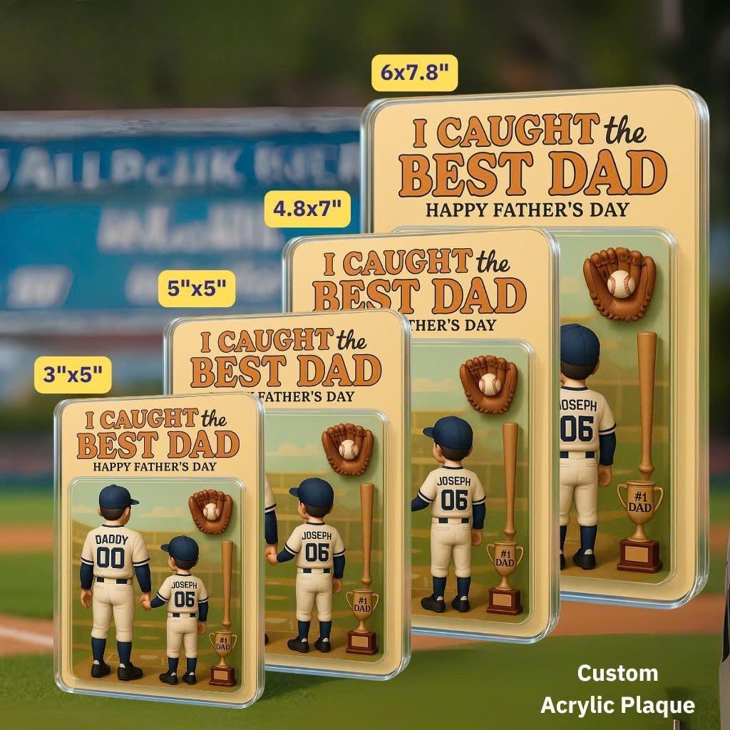 Soccer No.1 Dad Grandpa Man And Kids Trading Card Style Personalized Acrylic Block, Fathers Day 2025 Gift For Soccer Dad,Family Plaque Decor