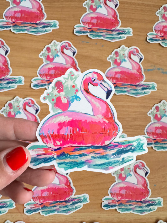 Flamingo Floatie | Cute Sticker Decal | Hot Pink Summer Fun