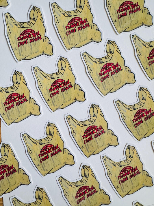 Thank You Come Again Grocery Bag | 3" Sticker Decal | Grocery Shopper Tote