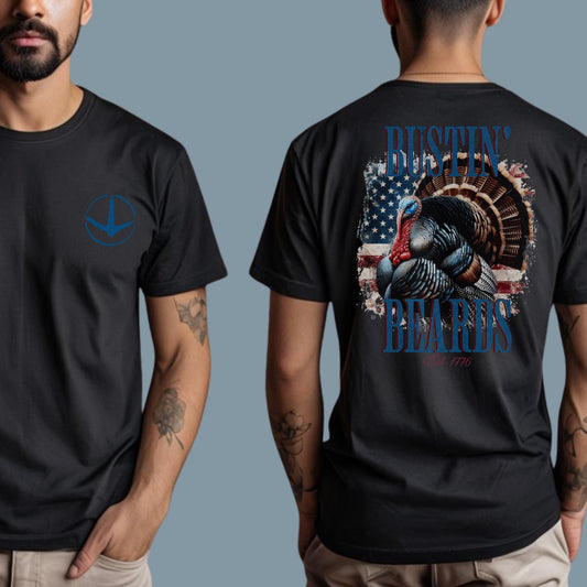 Patriotic Turkey Hunting T-Shirt: Bustin' Beards Apparel